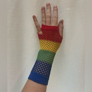 Rainbow Fishnet Gloves (OS)